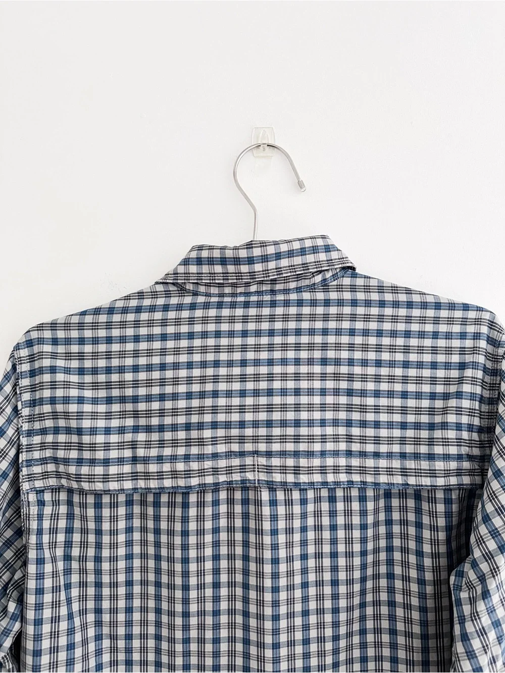 The North Face Plaid Shirt Button Down Gray Blue Plaid Outdoor Men's Size S